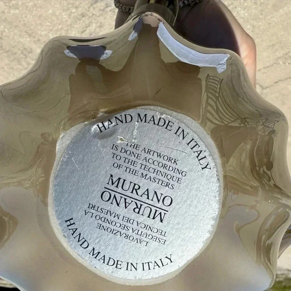 Murano Venetian Hand Blown Art Glass Bowl White Crystal - Picture 8 of 9